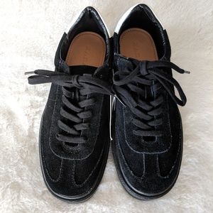 Zara black flatform leather/suede sneakers
